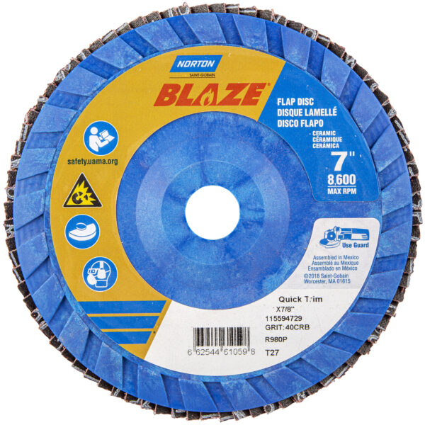 7 X 7/8 IN. BLAZE PLASTIC FLAT FLAP DISC 40 GRIT