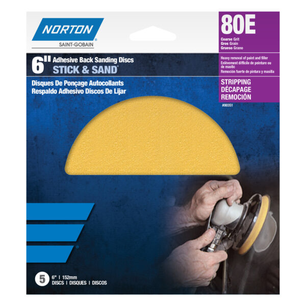 6 IN. STICK & SAND PAPER PSA DISC 80 GRIT 5 PACK