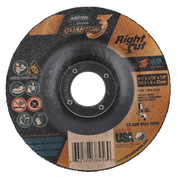 4-1/2 X 1/16 X 7/8 IN. QUANTUM3 RIGHCUT CUT-OFF WHEEL