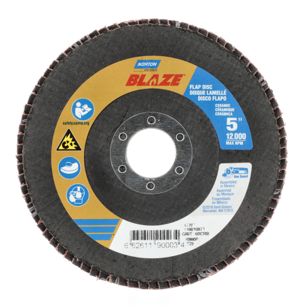 5 X 7/8 IN. BLAZE FIBERGLASS CONICAL FLAP DISC 60 GRIT