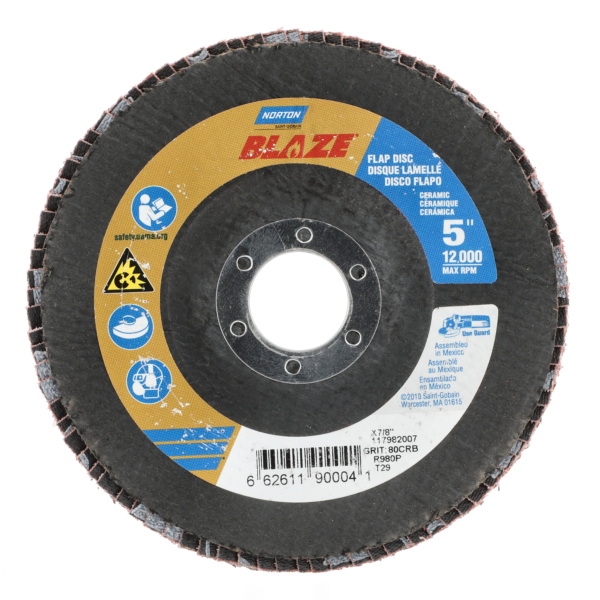 5 X 7/8 IN. BLAZE FIBERGLASS CONICAL FLAP DISC 80 GRIT