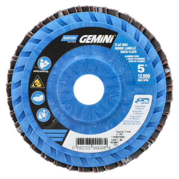 5 X 7/8 IN. GEMINI PLASTIC FLAT FLAP DISC 40 GRIT