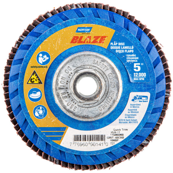 5 X 5/8-11 IN. BLAZE PLASTIC FLAT FLAP DISC 40 GRIT